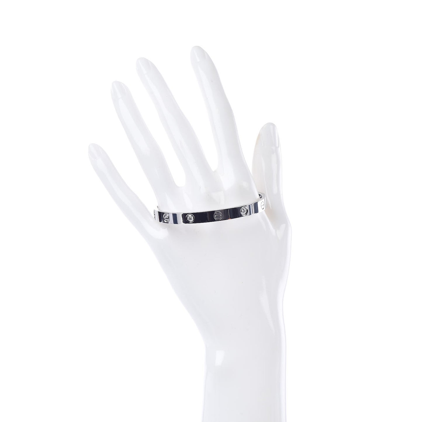 18K White Gold 4 Diamond LOVE Bracelet 17