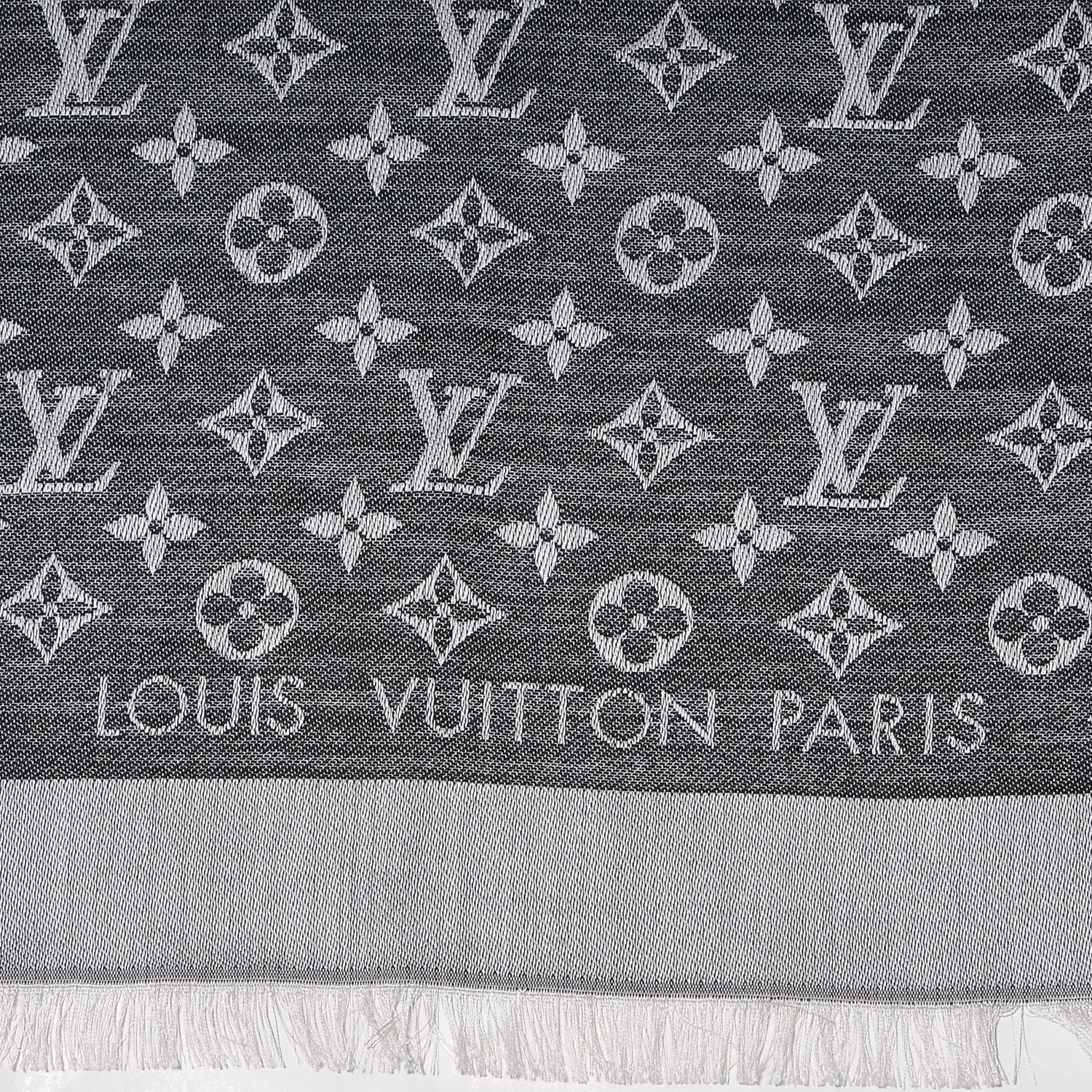 Louis Vuitton Silk Wool Monogram Denim Shawl Blue 4 of 4