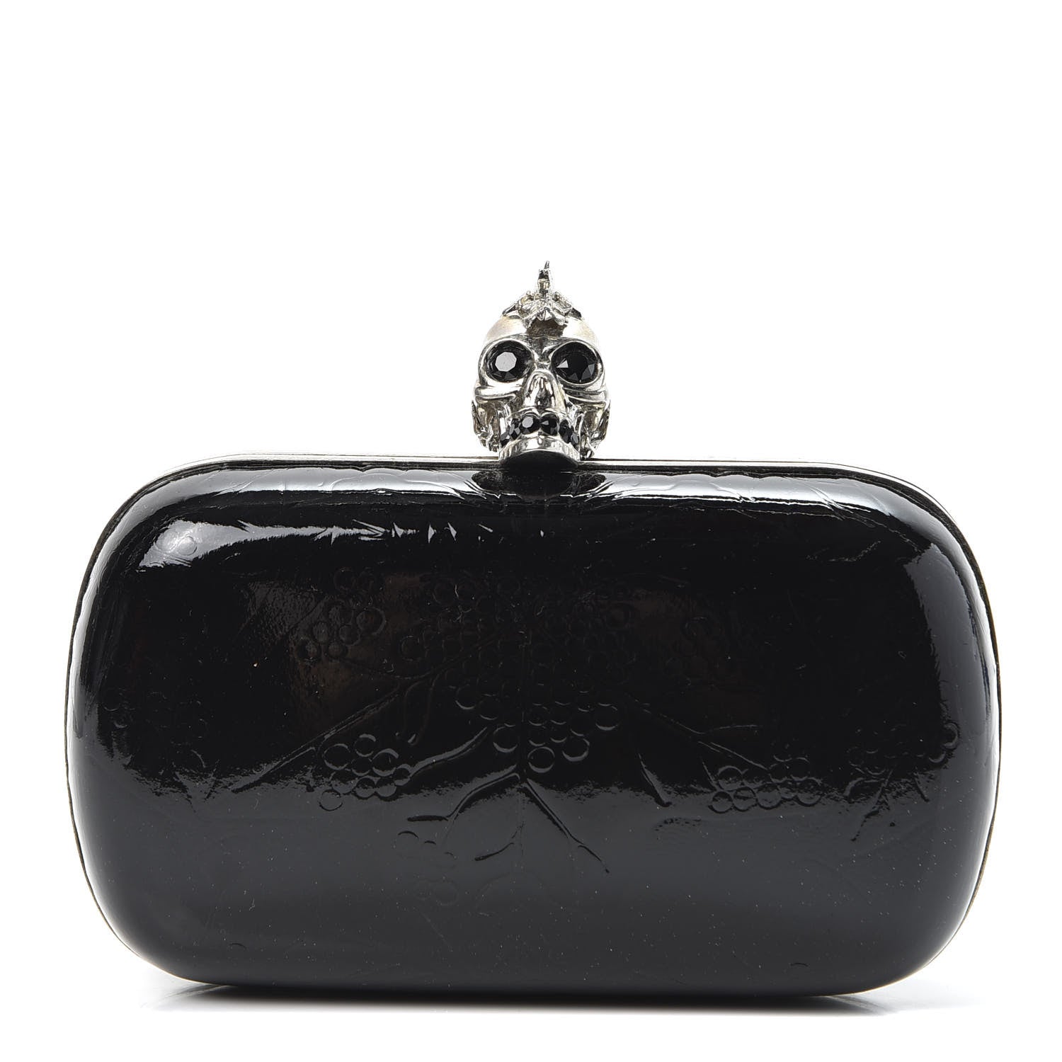 Alexander McQueen Patent Punk Skull Box Clutch Black 1 of 9