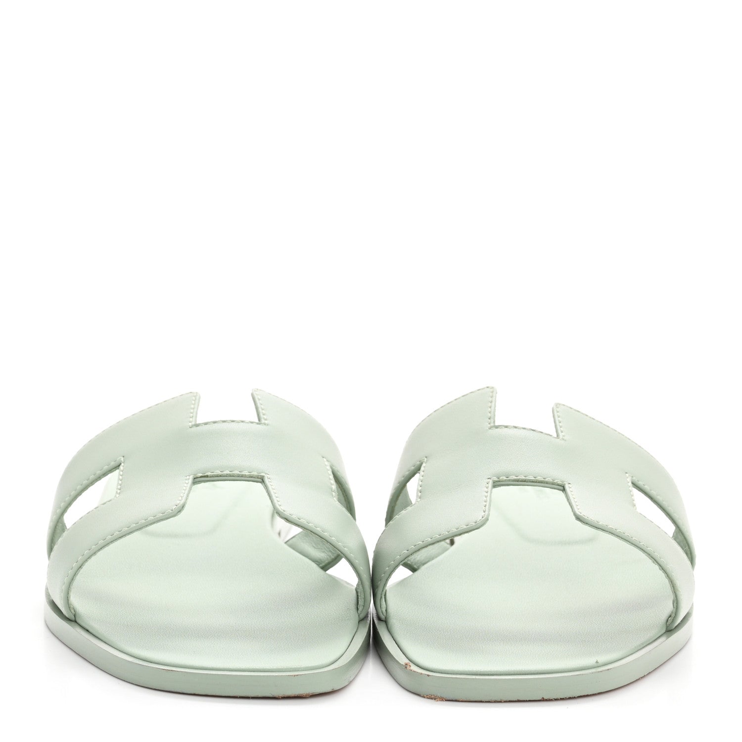 Hermes Calfskin Oran Sandals 39 Vert D'eau 3 of 9