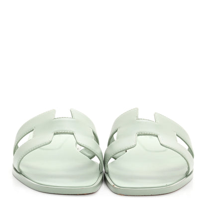 Hermes Calfskin Oran Sandals 39 Vert D'eau 3 of 9
