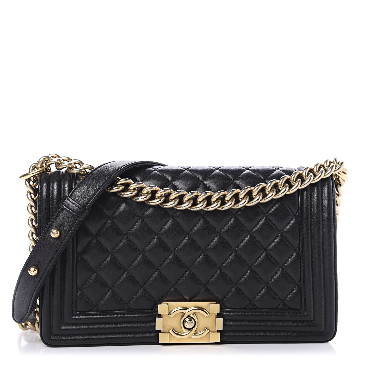 Chanel Lambskin Quilted Medium Boy Flap Black 1 of 13