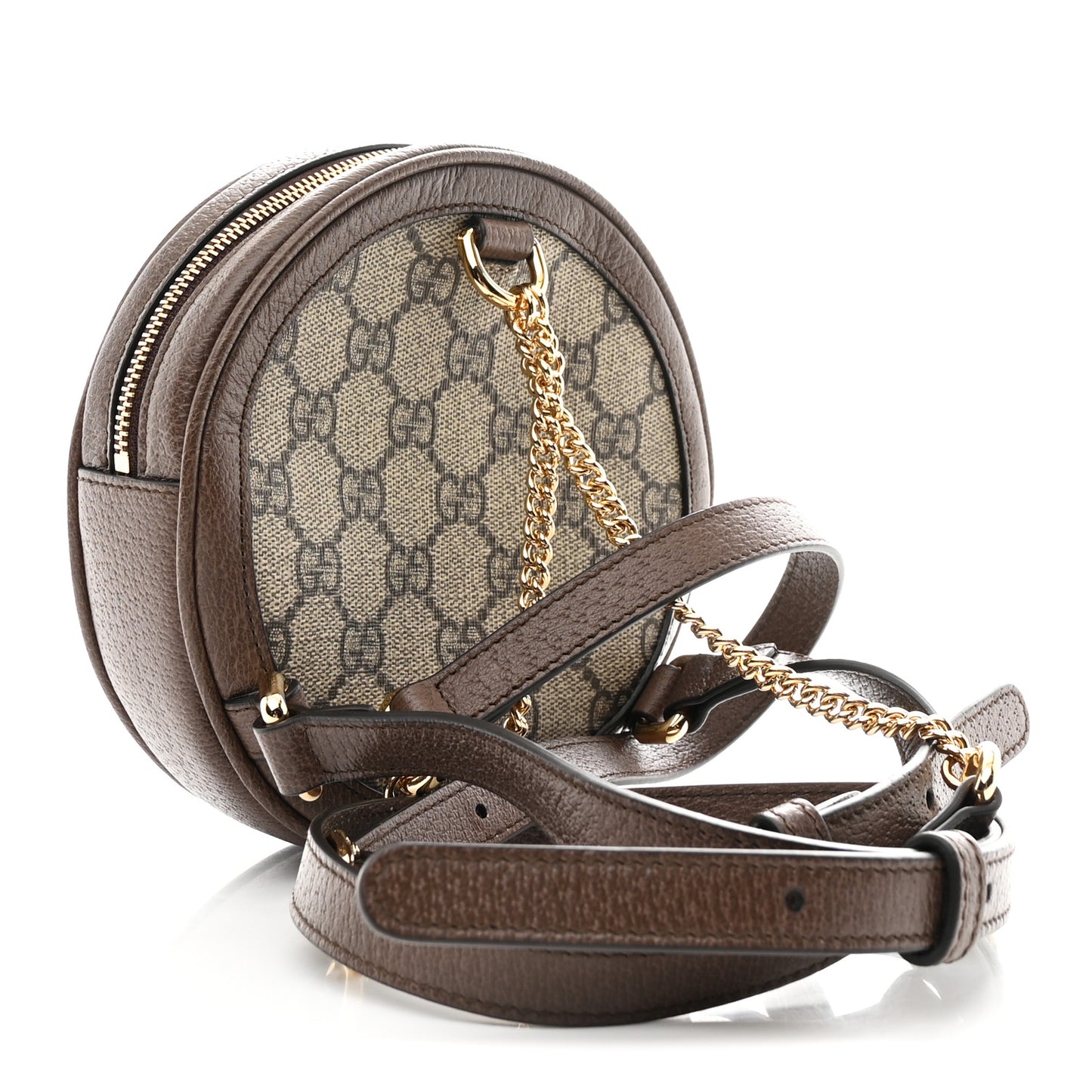 GG Supreme Monogram Web Mini Ophidia Round Backpack Brown