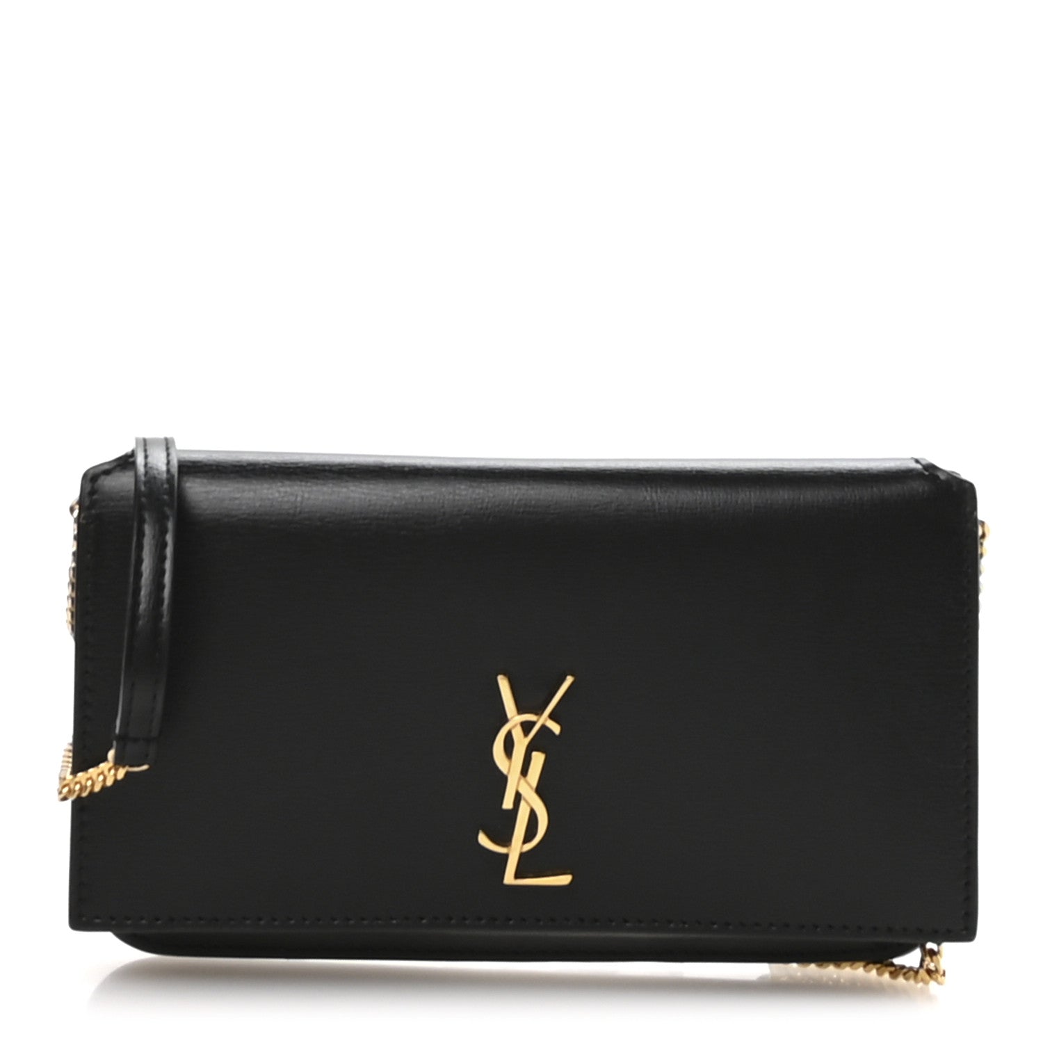 Saint Laurent Smooth Calfskin Monogram Phone Holder Crossbody Black 2 of 19