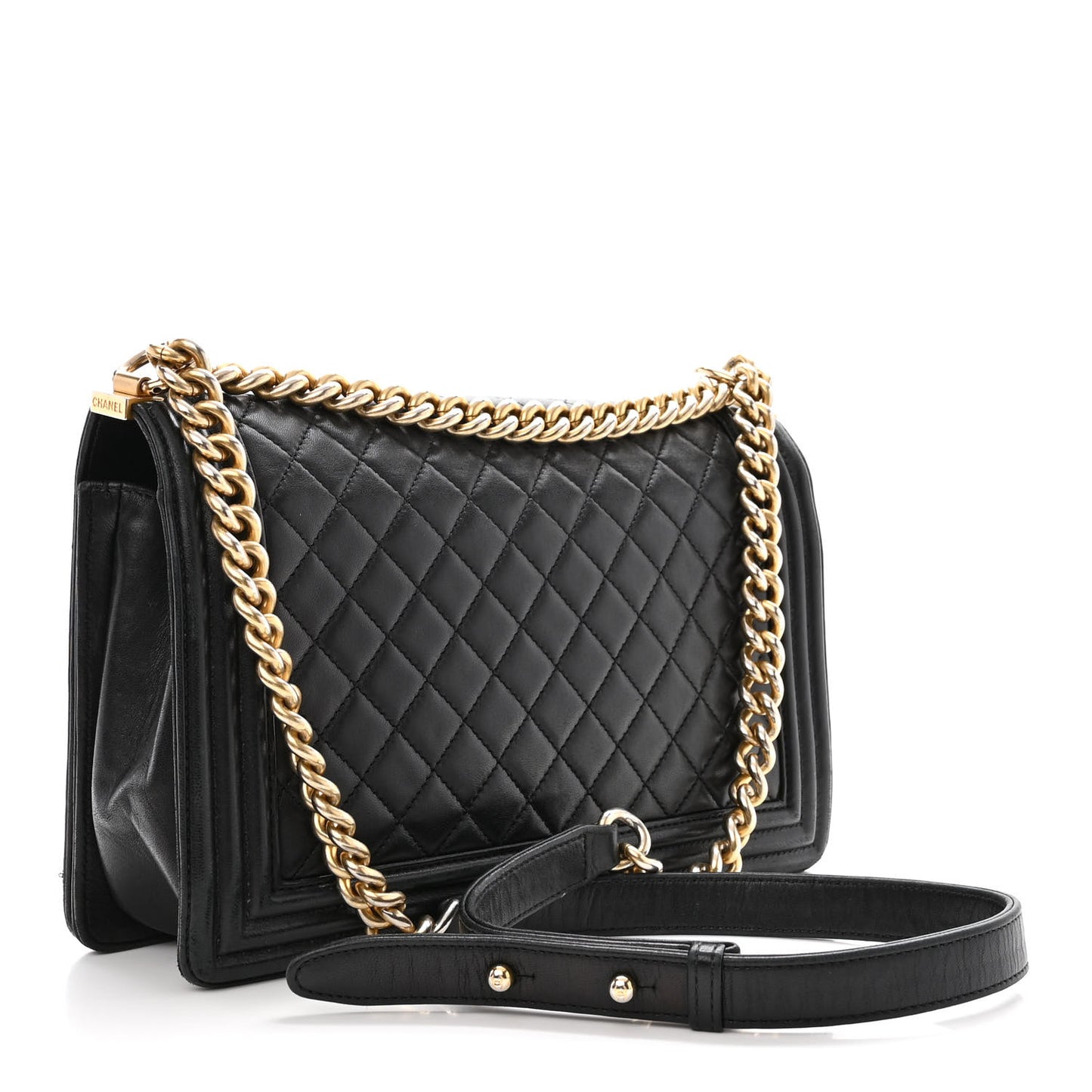 Lambskin Quilted New Medium Boy Flap Black