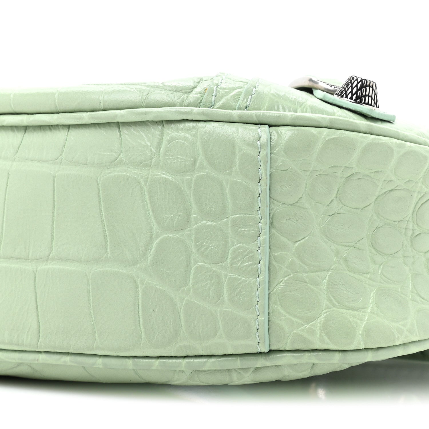 Balenciaga Extra Supple Calfskin Crocodile Embossed Le Cagole Shoulder Bag XS Light Green 8 of 10
