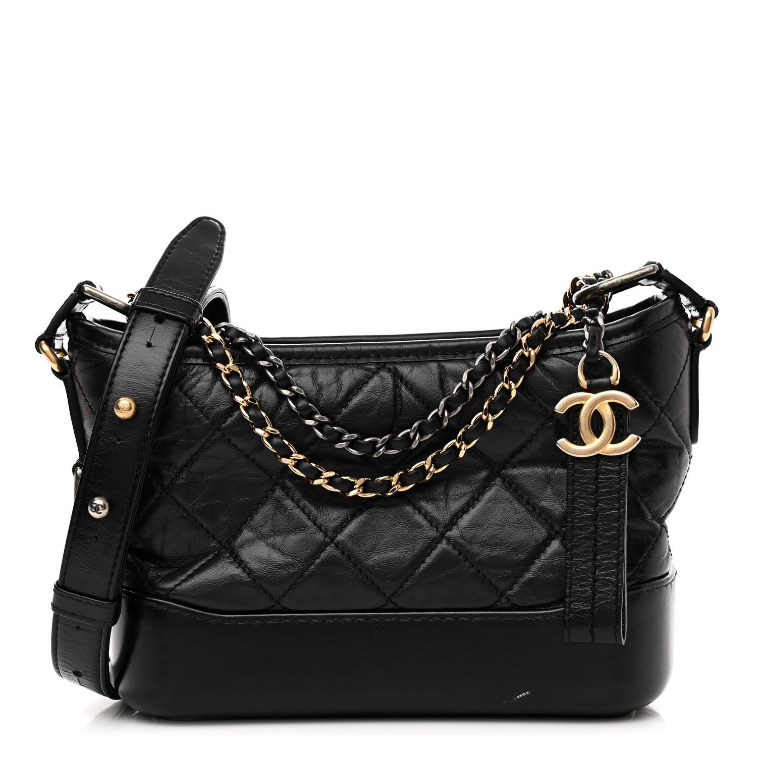 Chanel Aged Calfskin Quilted Small Gabrielle Hobo Black 1 of 15