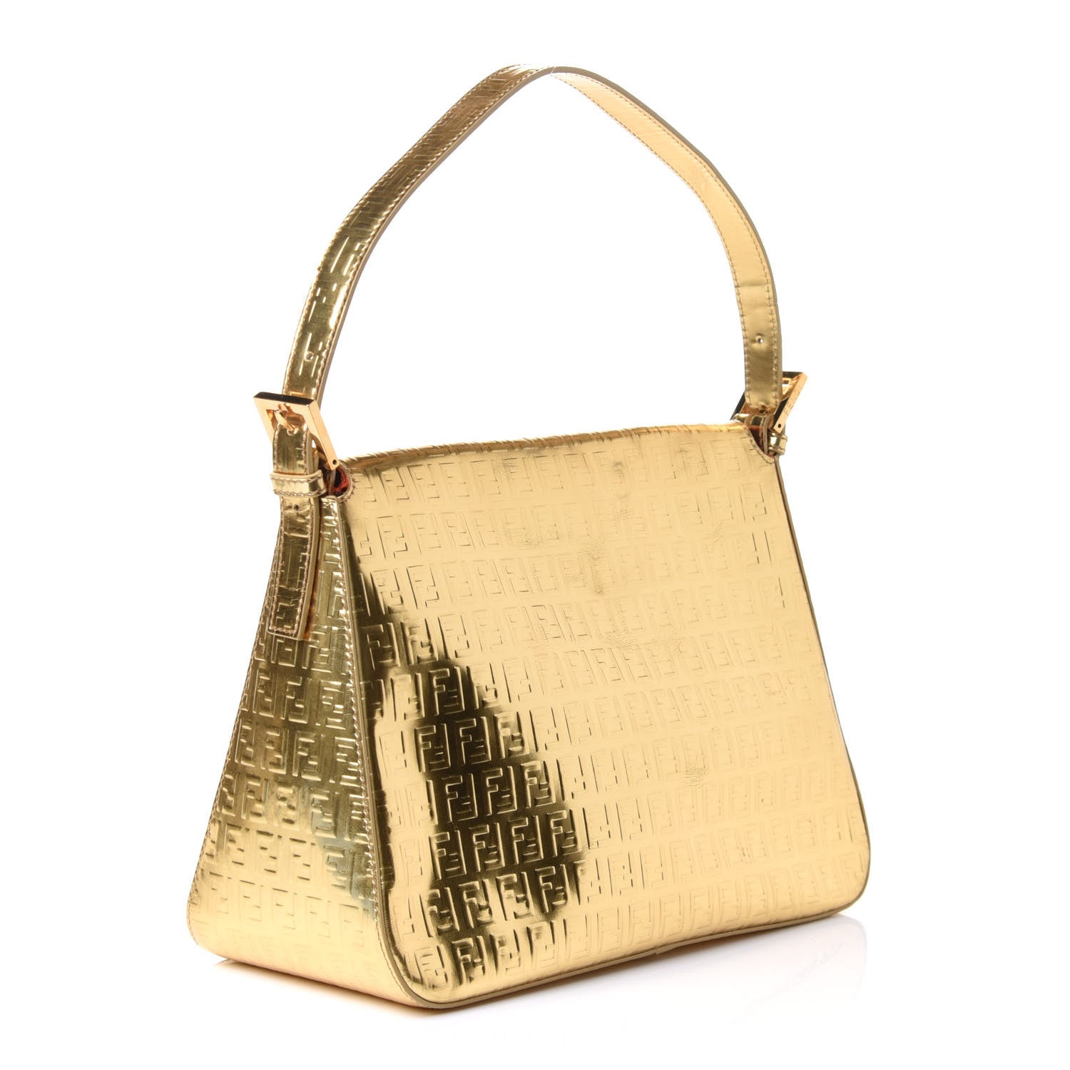 Fendi Vitello Mirror FF Embossed Mama Baguette Oro Ambrato 3 of 10