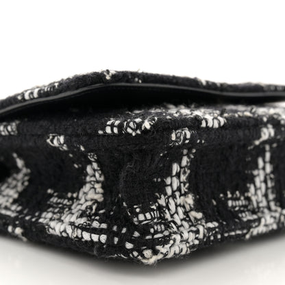 Chanel Tweed Quilted Chanel 19 Wallet On Chain WOC Black White 10 of 12