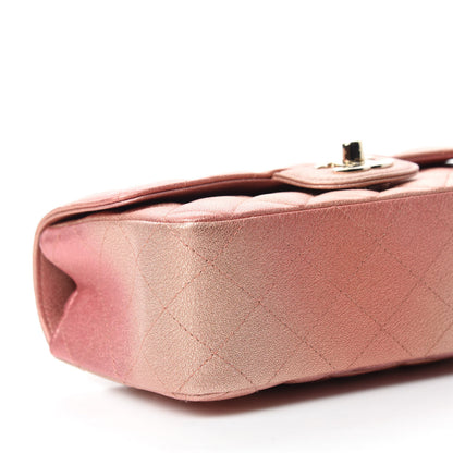 Chanel Metallic Lambskin Quilted Ombre Mini Rectangular Flap Pink 6 of 11