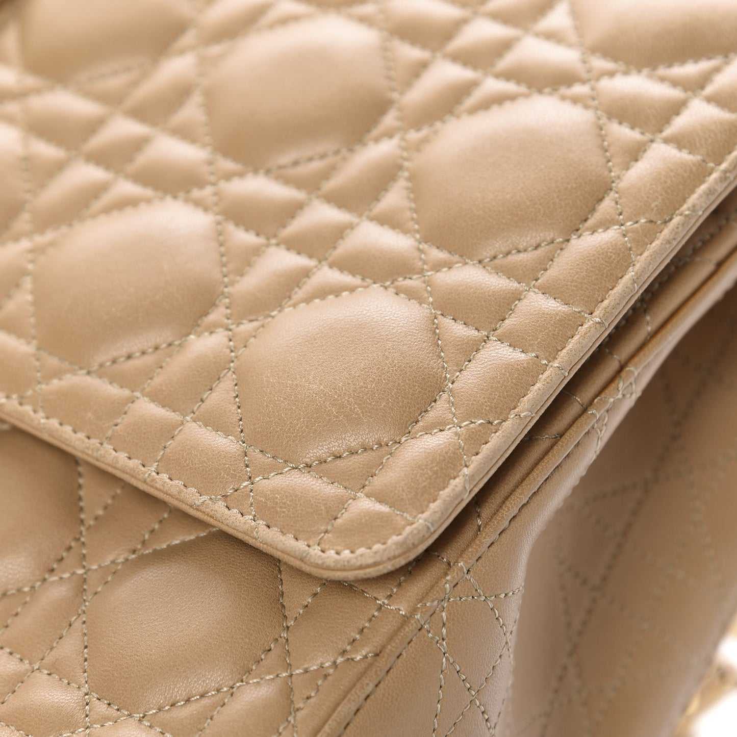 Lambskin Cannage Large Miss Dior Flap Beige
