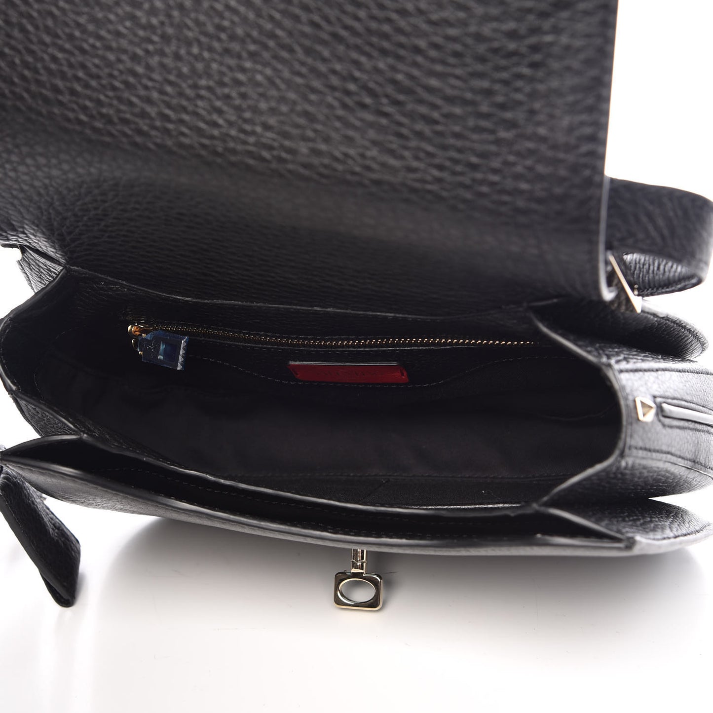 Pebbled Calfskin Joylock Flap Messenger Bag Black