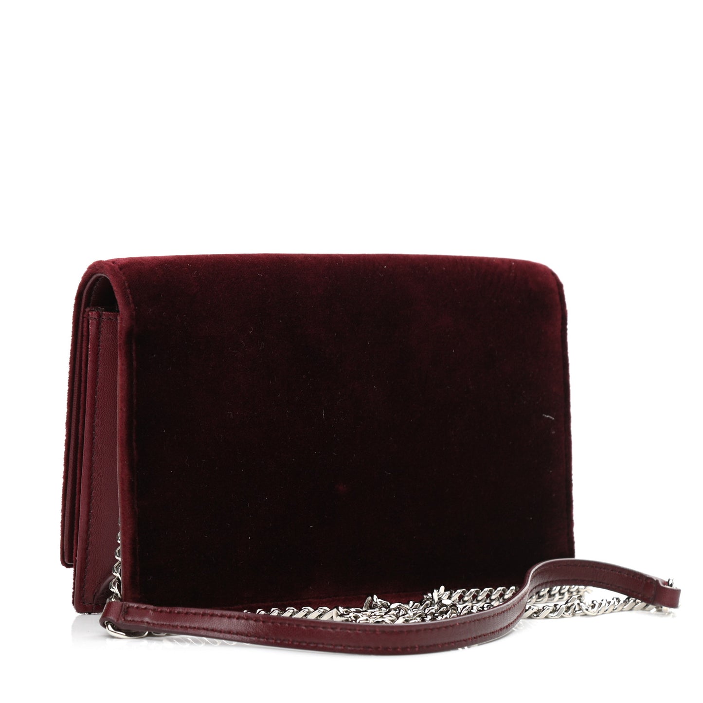 Velvet Crystal Monogram Kate Tassel Shoulder Bag Burgundy