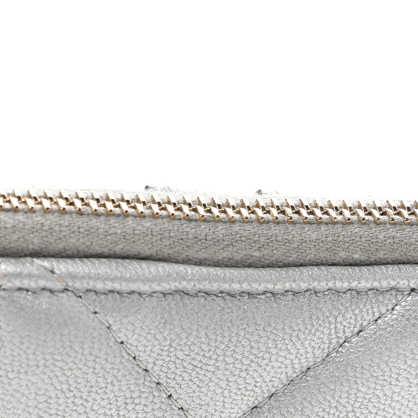 Lambskin Quilted Chanel 19 Phone and Card Holder Silver