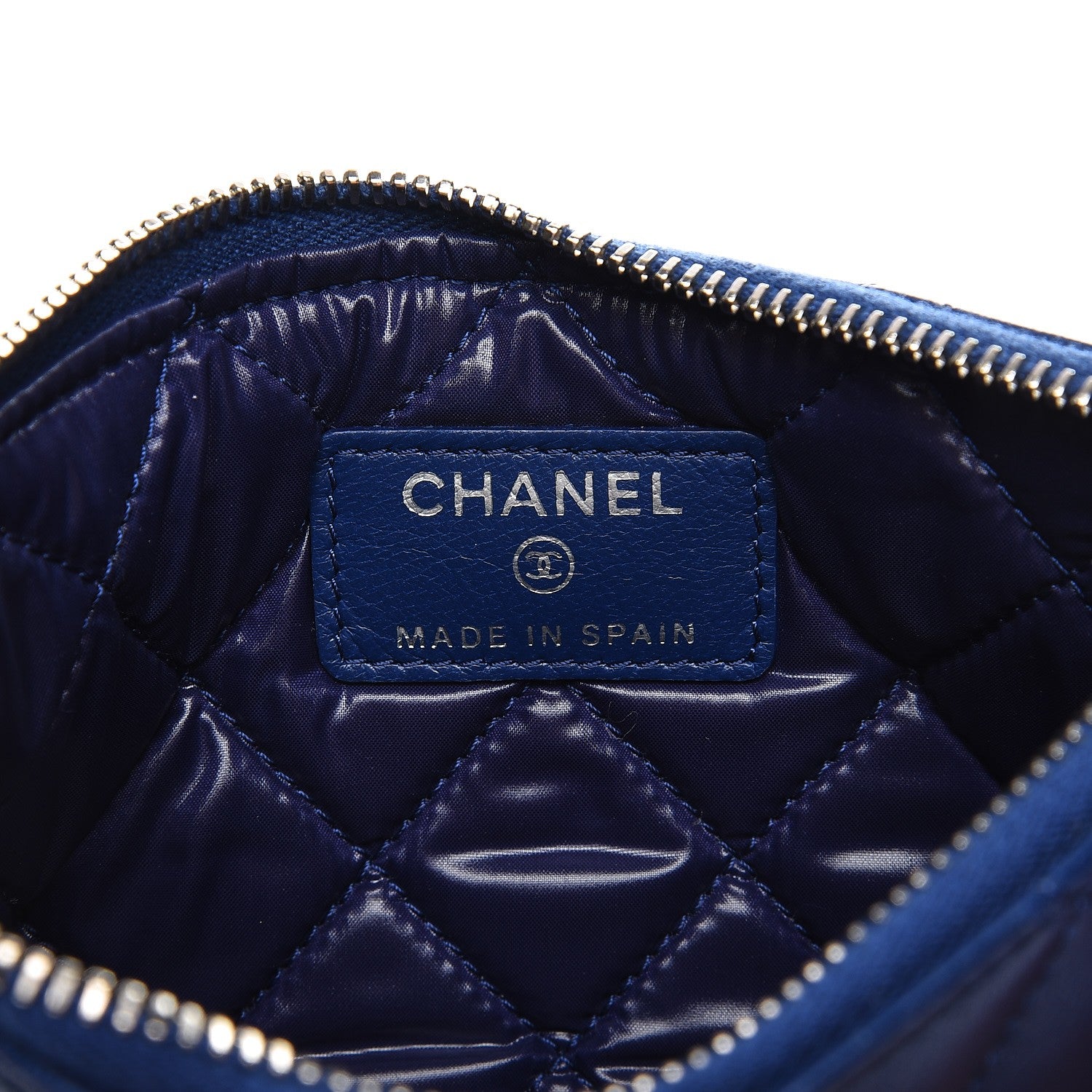 Chanel Lambskin Quilted Small Cosmetic Case Blue 7 of 9