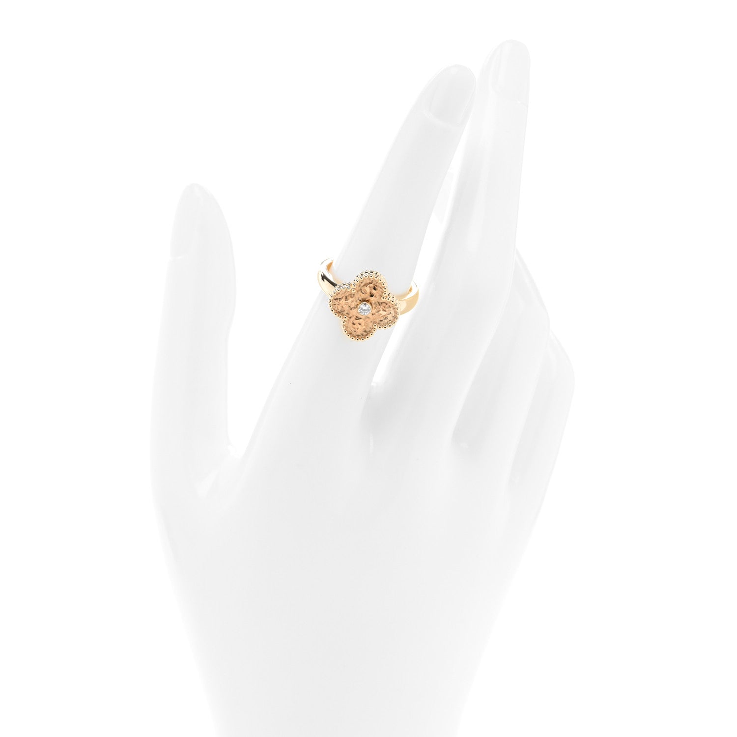 Van Cleef & Arpels 18K Yellow Gold Diamond Vintage Alhambra Ring 2 of 5