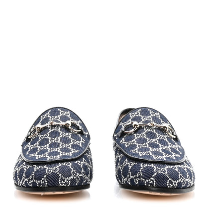 Gucci Denim Crystal GG Monogram Horsebit Womens Jordaan Loafers 37 Deep Blue Blue Milad 3 of 9