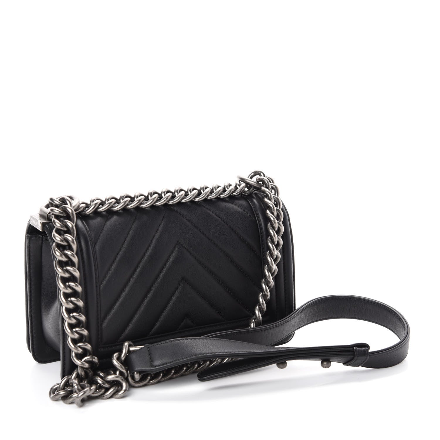 Chanel Calfskin Chevron Quilted Small Boy Flap Black 3 of 14