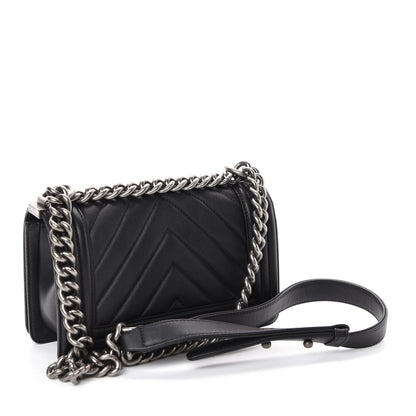 Chanel Calfskin Chevron Quilted Small Boy Flap Black 3 of 14