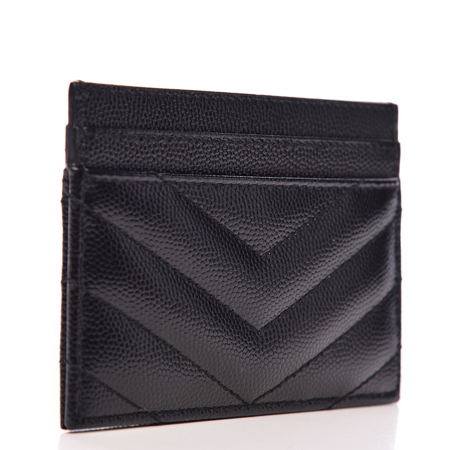 Grain De Poudre Matelasse Chevron Monogram Credit Card Case Black