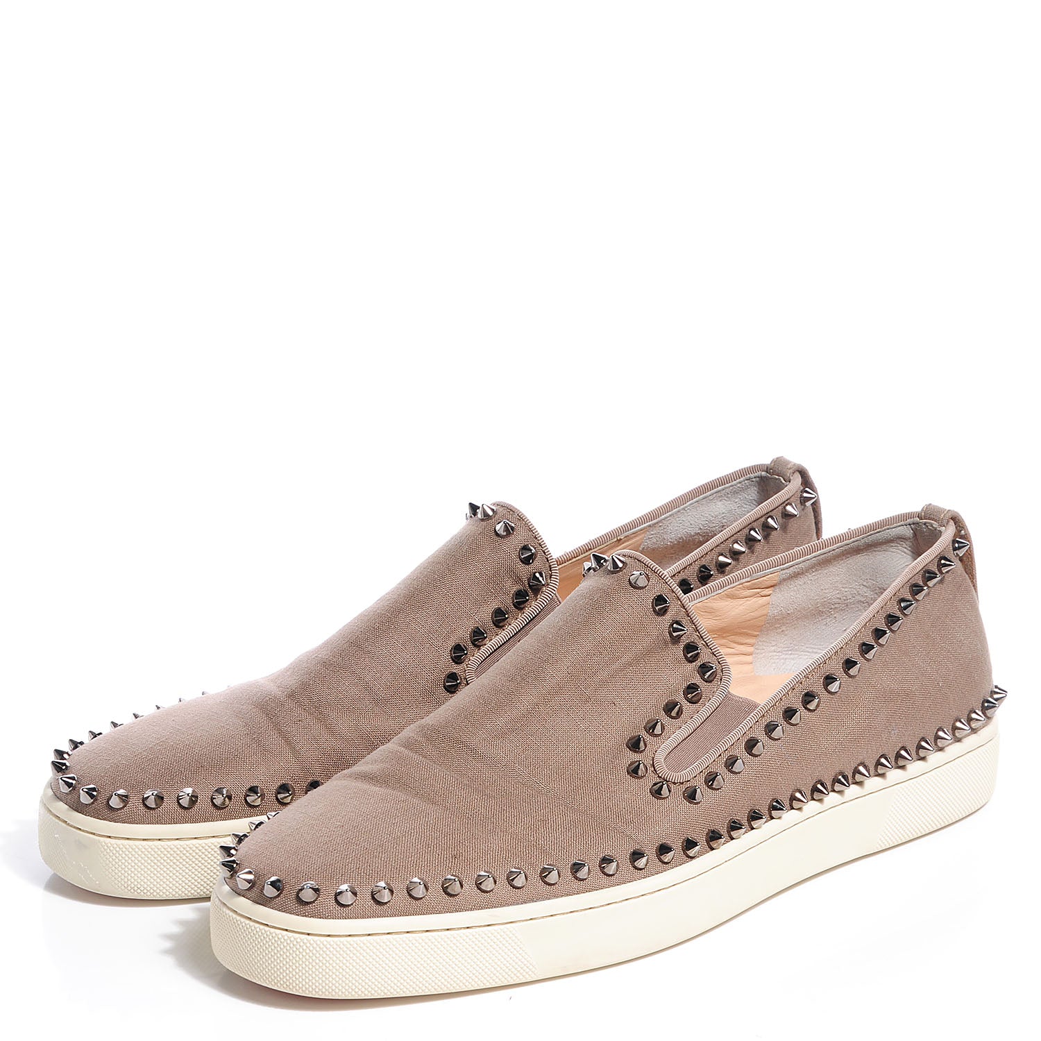 Christian Louboutin Mens Canvas Spikes Pik Boat Flat 45 Beige 3 of 7
