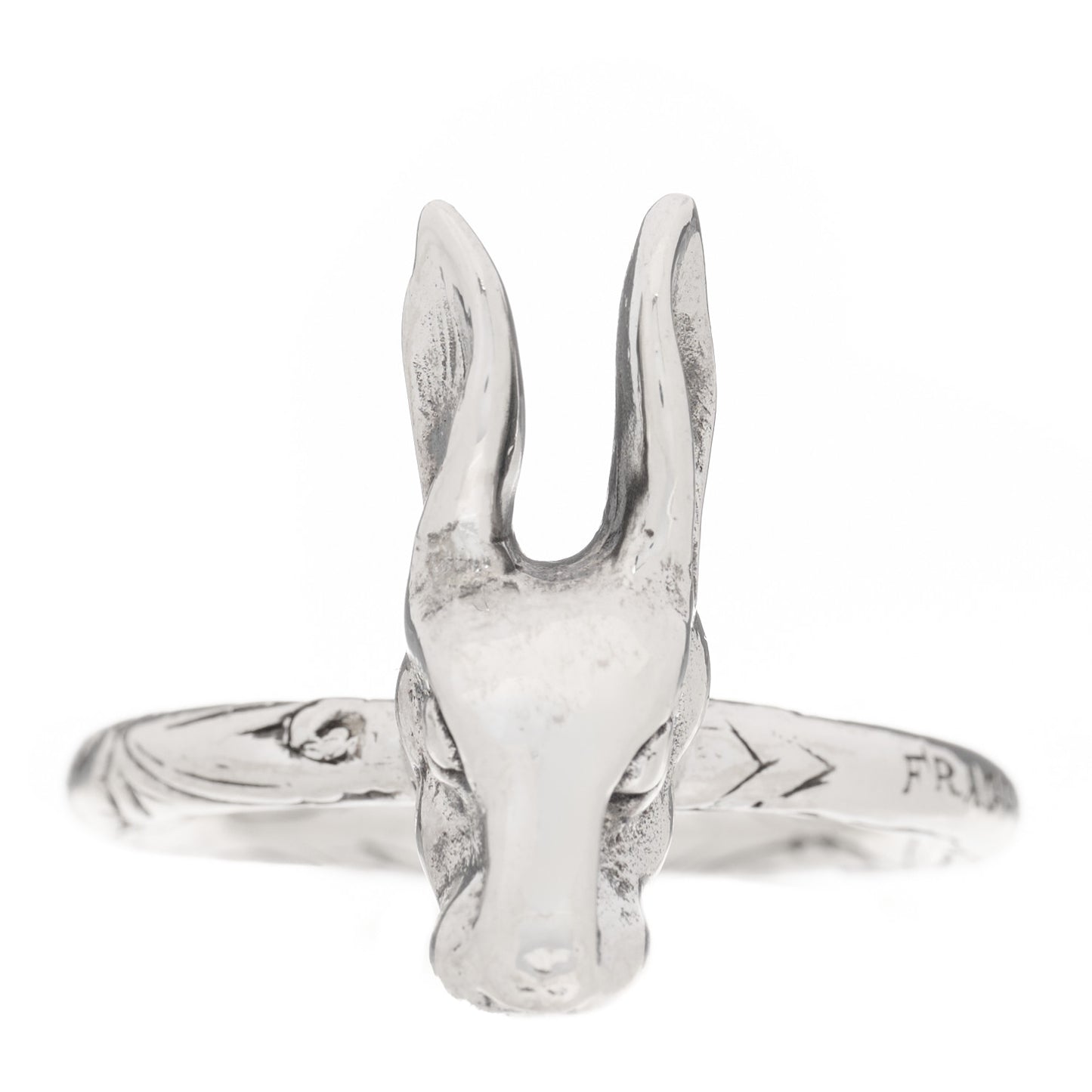 Sterling Silver Anger Forest Rabbit Head Ring 63 10.25
