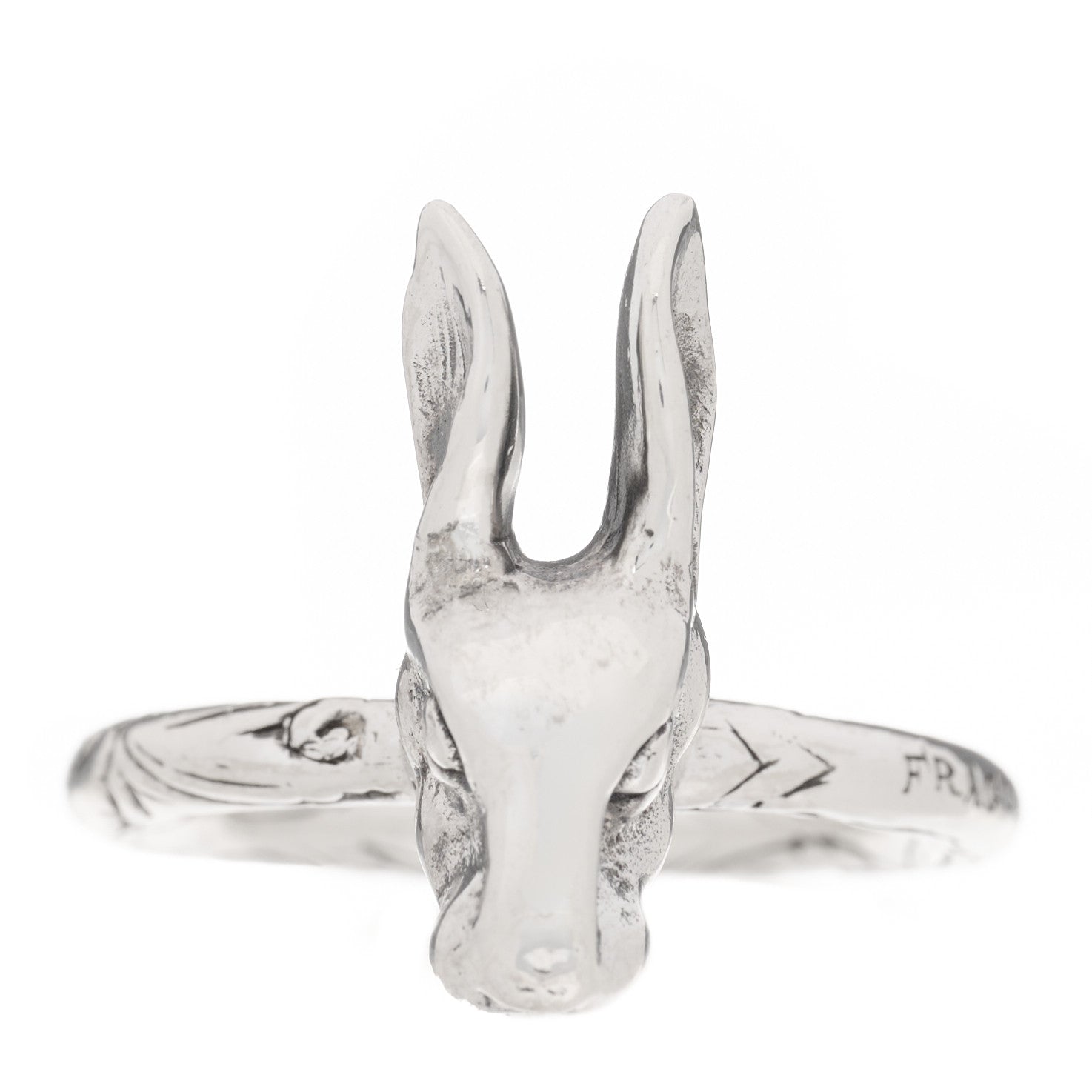 Gucci Sterling Silver Anger Forest Rabbit Head Ring 63 10.25 1 of 7