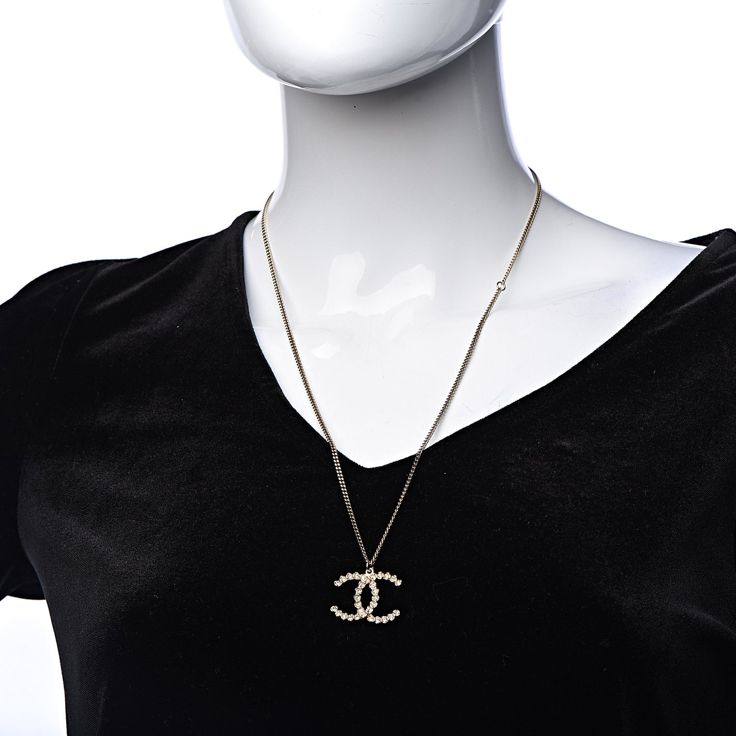 Crystal CC Pendant Necklace Gold