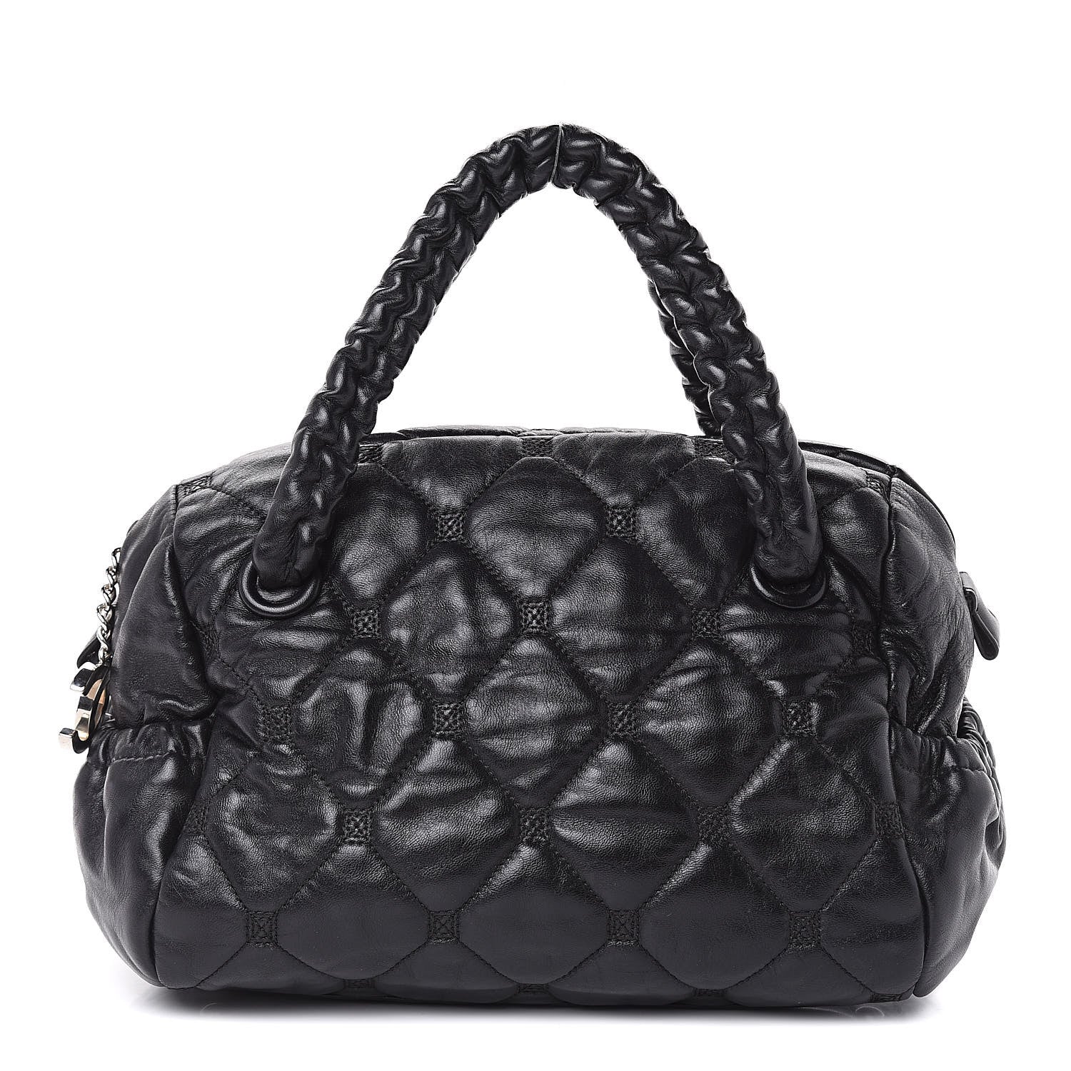 Chanel Lambskin Quilted Hidden Chain Bowler Black 1 of 14