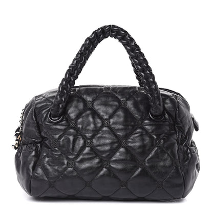 Chanel Lambskin Quilted Hidden Chain Bowler Black 1 of 14