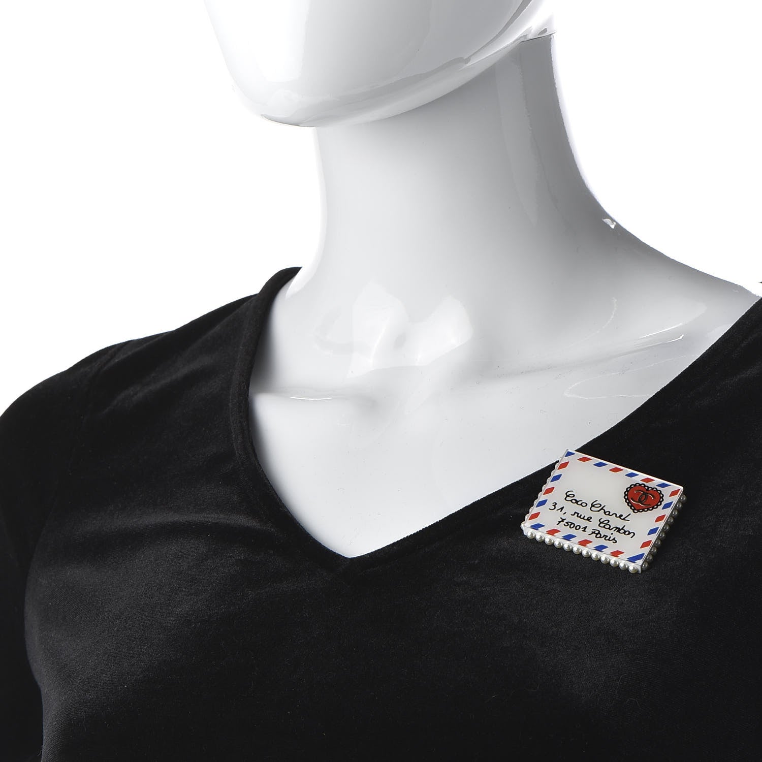 Chanel Resin Pearl Letter Brooch Black White Blue Red 2 of 4