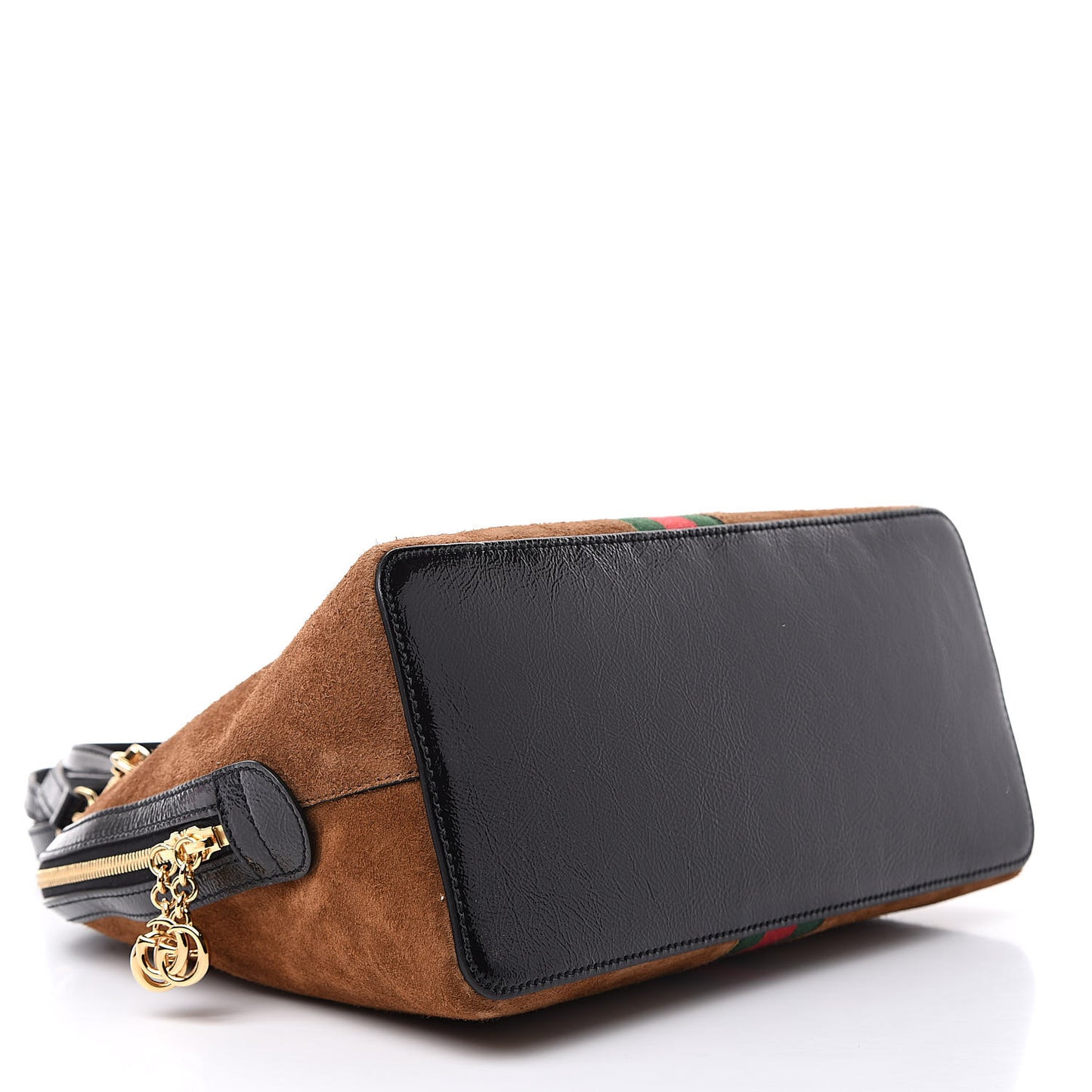 Suede Patent Web Medium Ophidia Top Handle Dome Bag Nocciola Black