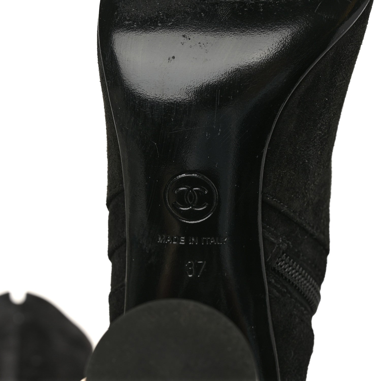 Chanel Suede Calfskin High Boots 37 Black 7 of 12