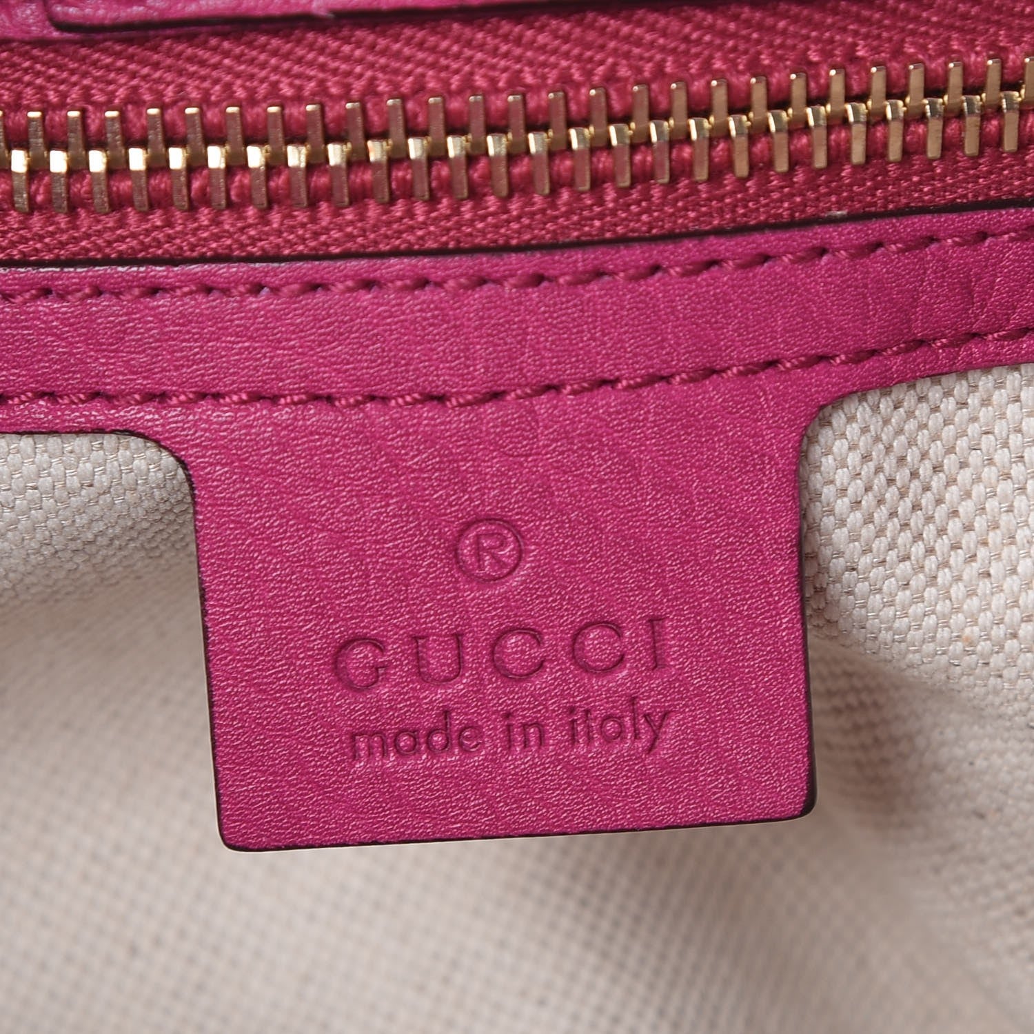 Gucci Pebbled Calfskin Medium Bamboo Shopper Tote Bright Bougainvillea 8 of 19
