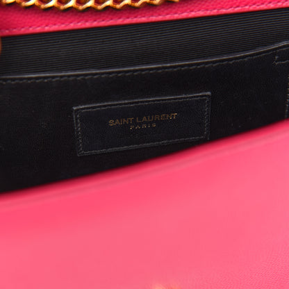 Saint Laurent Grain De Poudre Medium Monogram Kate Satchel Lipstick Fuchsia 6 of 9