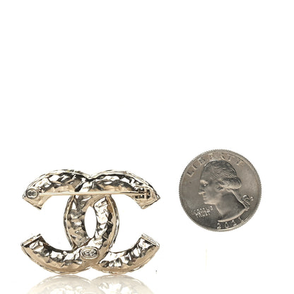 Chanel Crystal Textured CC Brooch Light Gold 2 of 3