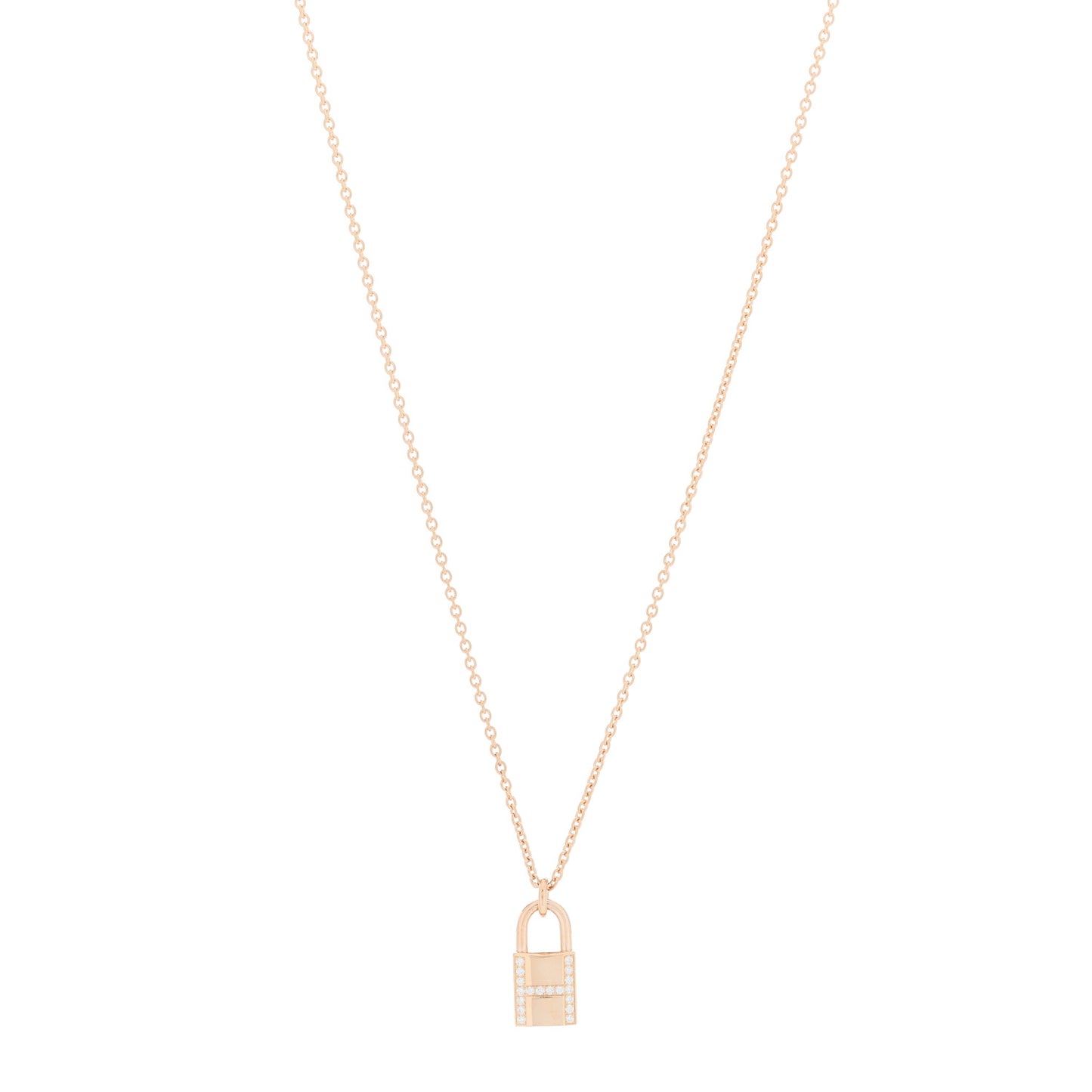 18K Rose Gold Diamond Amulettes Cadenas Pendant Necklace