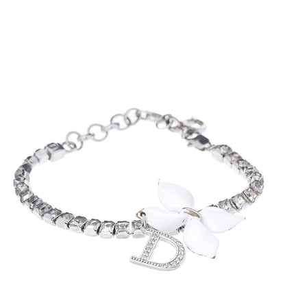 Christian Dior Crystal Flower Bracelet Silver White 1 of 5