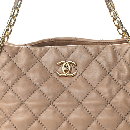 Chanel Calfskin Quilted Large Retro Chain Tote Beige 10 of 10