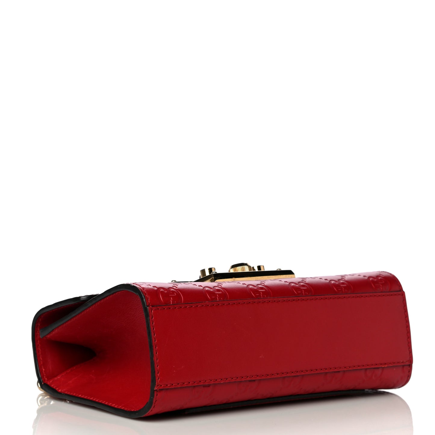 Guccissima Small Padlock Shoulder Bag Hibiscus Red