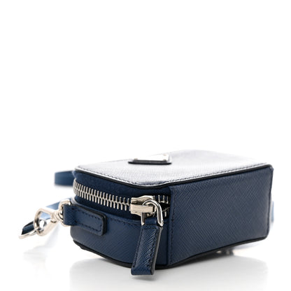 Prada Saffiano Travel Metal Triangle Logo Mini Pouch Shoulder Bag Bluette 5 of 8