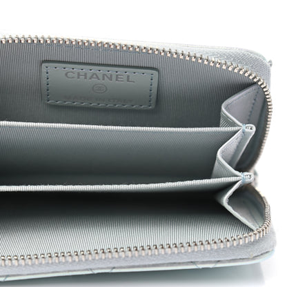 Chanel Iridescent Calfskin Quilted Zip Coin Purse Wallet Light Blue 5 of 7