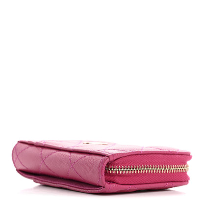 Chanel Caviar Quilted Zip Card Holder Fuchsia 4 of 8