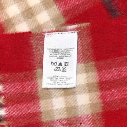 Burberry Cashmere Check Fringe Scarf Red 5 of 5