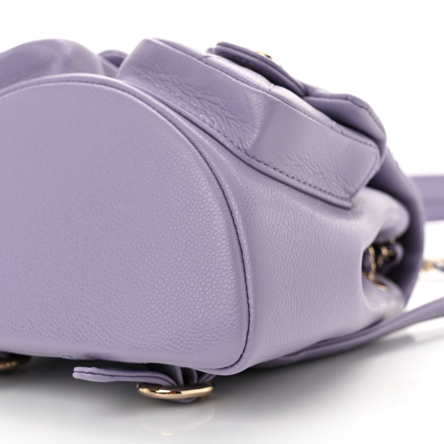 Shiny Caviar Quilted Small Duma Pockets Drawstring Backpack Light Purple