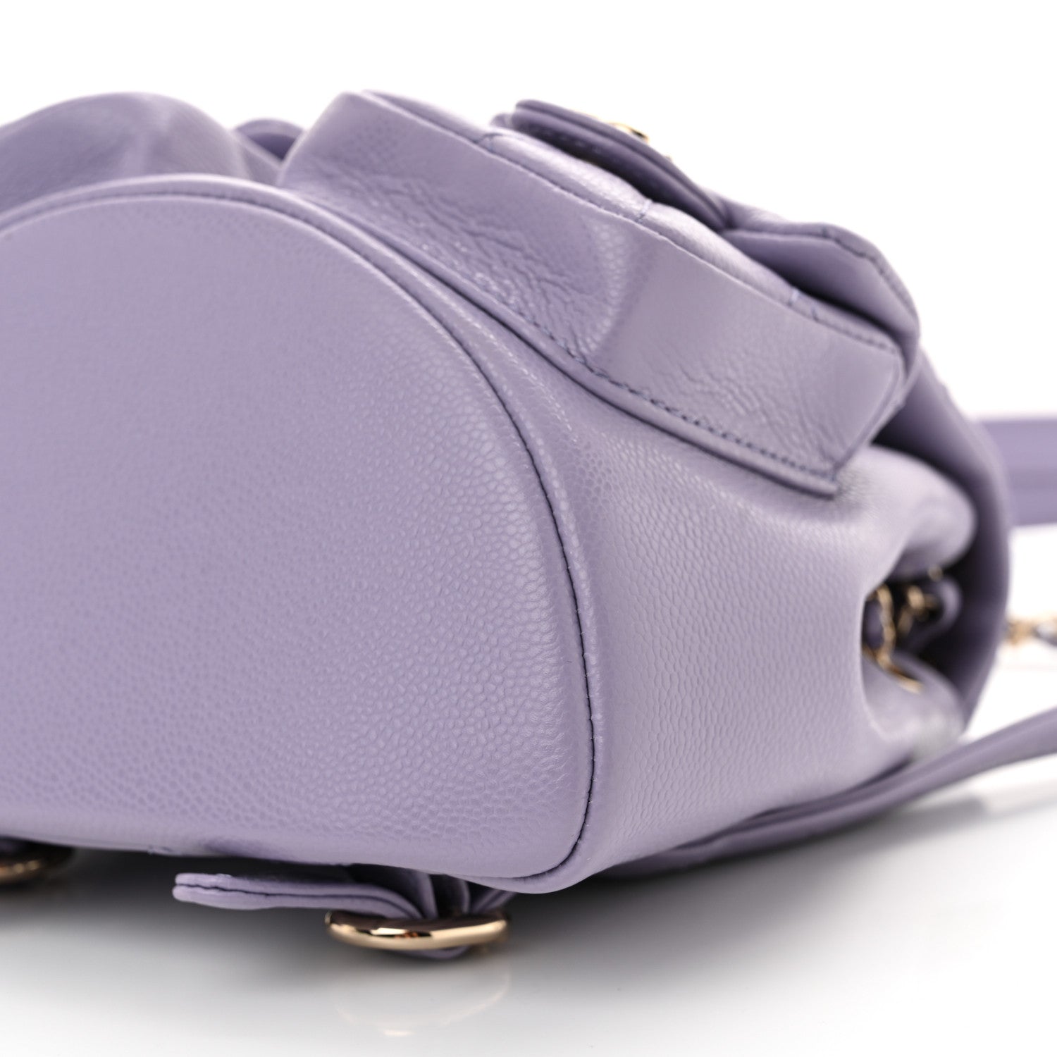 Chanel Shiny Caviar Quilted Small Duma Pockets Drawstring Backpack Light Purple 10 of 10