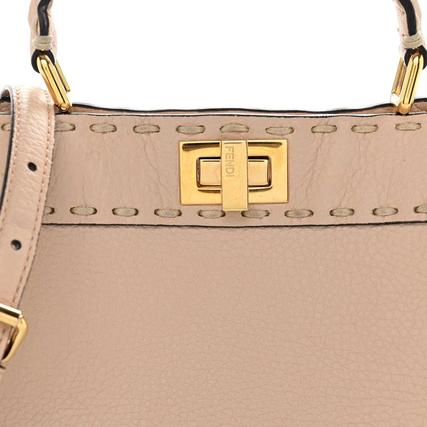 Fendi Cuoio Romano Selleria Mini Peekaboo Iconic Satchel Rosa Plaster 7 of 10