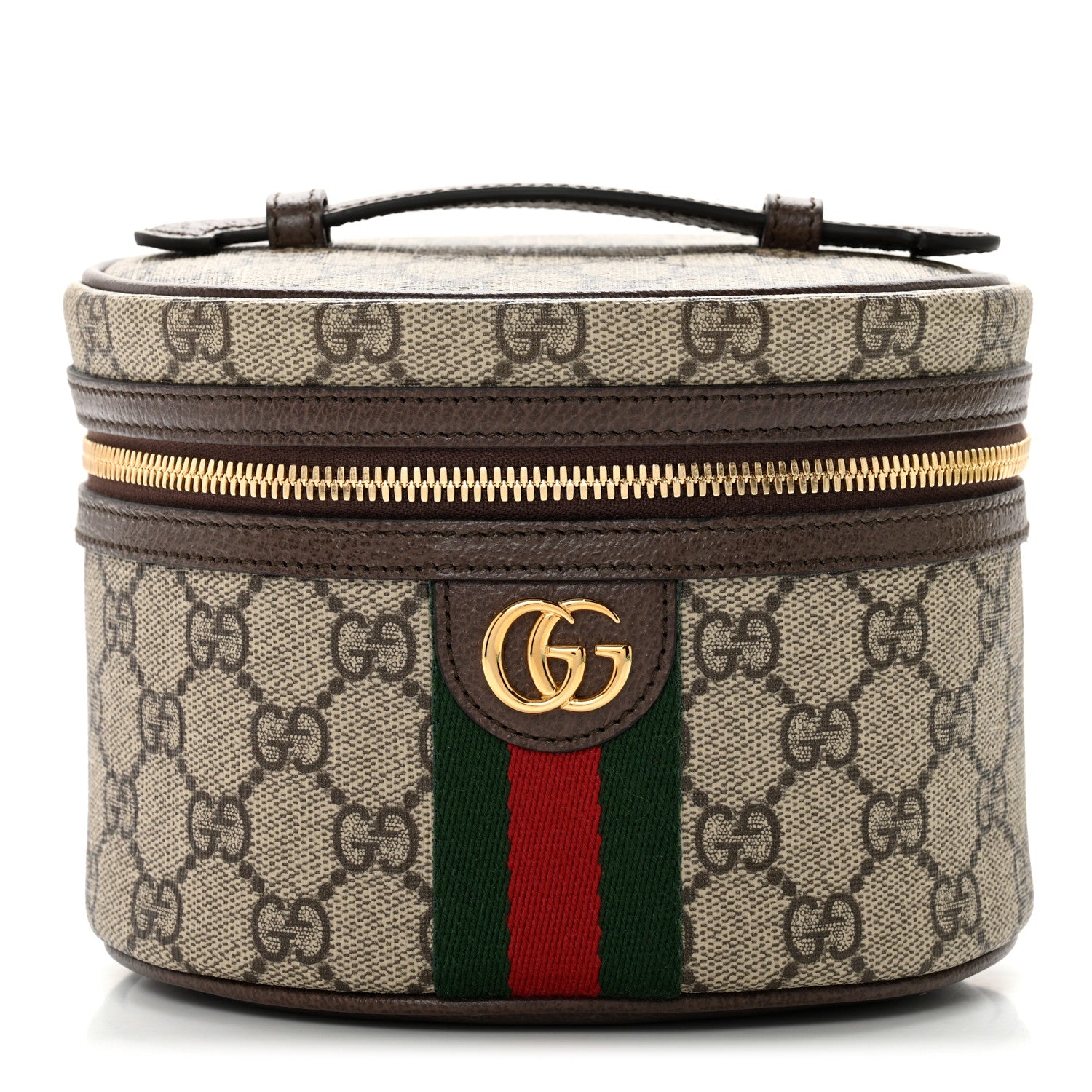 Gucci GG Supreme Monogram Textured Calfskin Web Ophidia Vanity Cosmetic Case Beige Ebony New Acero 1 of 9