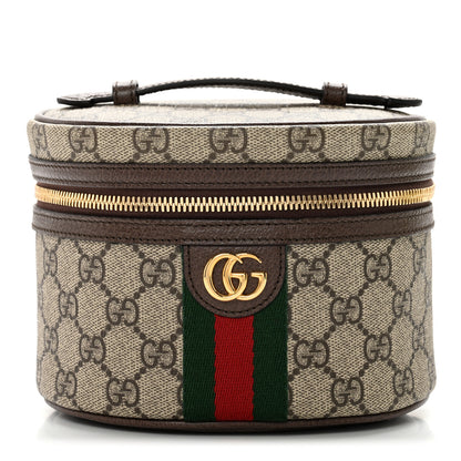 Gucci GG Supreme Monogram Textured Calfskin Web Ophidia Vanity Cosmetic Case Beige Ebony New Acero 1 of 9