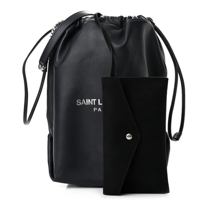 Saint Laurent Lambskin Teddy Drawstring Bag Black 1 of 9